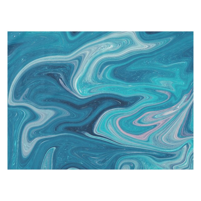 Elegant Blue Abstract Ripple | Tablecloth (Front (Horizontal))