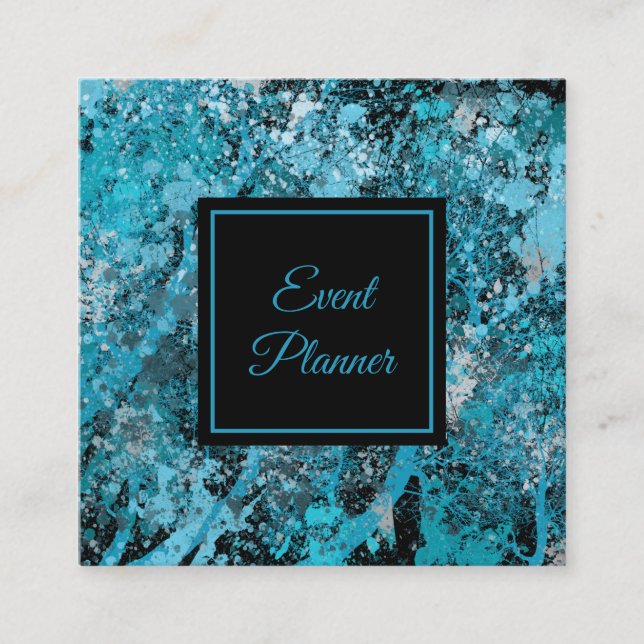 Elegant Blue Abstract Square Business Card (Front)