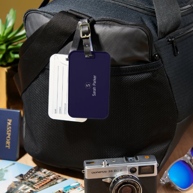 Elegant blue Acrylic Luggage Tag (Front & Back)