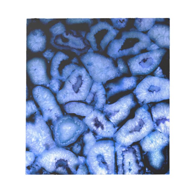 Elegant blue agates blue gemstones blue quartz notepad (Front)