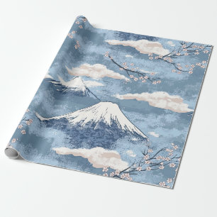 Elegant Blue Alpine Mountain Watercolor Art Wrapping Paper
