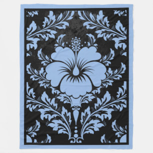 Elegant blue and black damask elegant fleece blanket