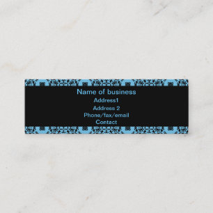 Elegant blue and black damask mini business card