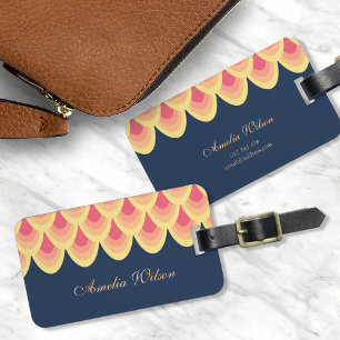 Elegant Blue and Blush Pink Geometric Luggage Tag