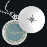 Elegant Blue and Cream Leaf Bridesmaid Locket Necklace<br><div class="desc">This beautiful locket is a special accessory designed for the Bridesmaid. The locket features a classic blue and cream colour scheme with a cream-coloured leaf pattern inside, adding a touch of elegance and natural beauty. The hidden message inside is a special touch that will make this locket even more meaningful...</div>