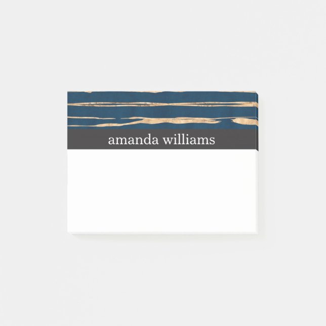 Elegant Blue and Faux Gold Foil Post-it Notes (Front)