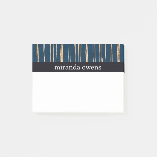 Elegant Blue and Faux Gold Foil Post-it Notes (Front)