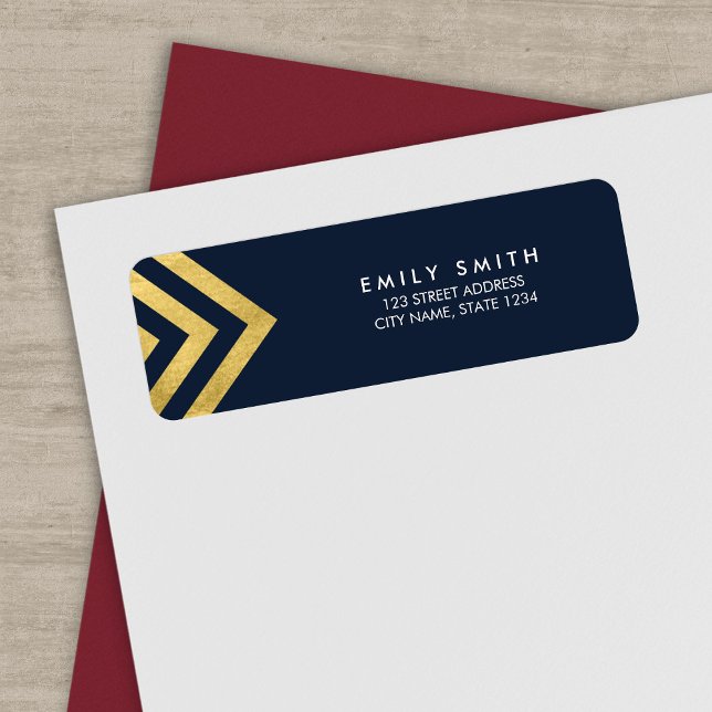 Elegant Blue and Faux Gold Geometric Address (Creator Uploaded)