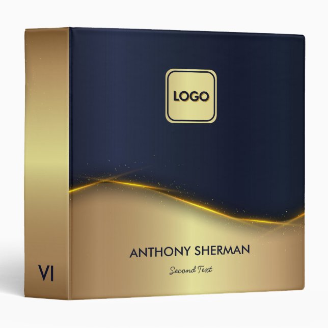 Elegant Blue and Gold Binder (Front/Spine)