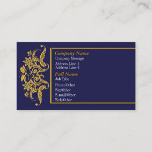 Elegant Blue And Gold Business Card Template