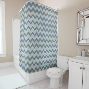 Elegant Blue and Gold Chevron Pattern
