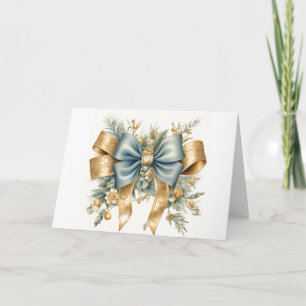 Elegant Blue and Gold  Christmas Card