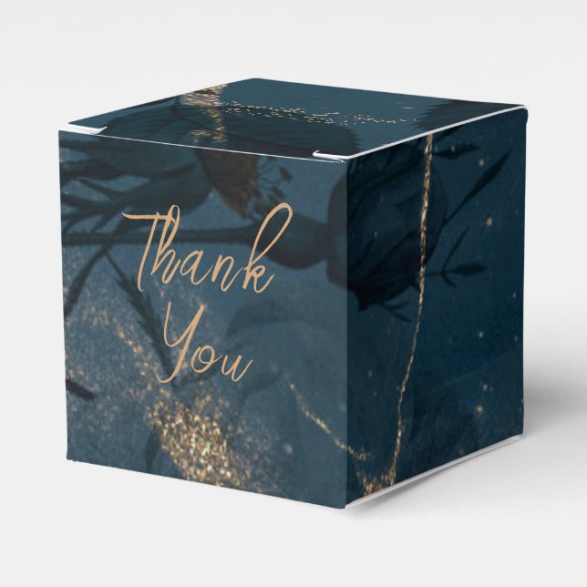 Elegant Blue and Gold Favor Box (Front Side)
