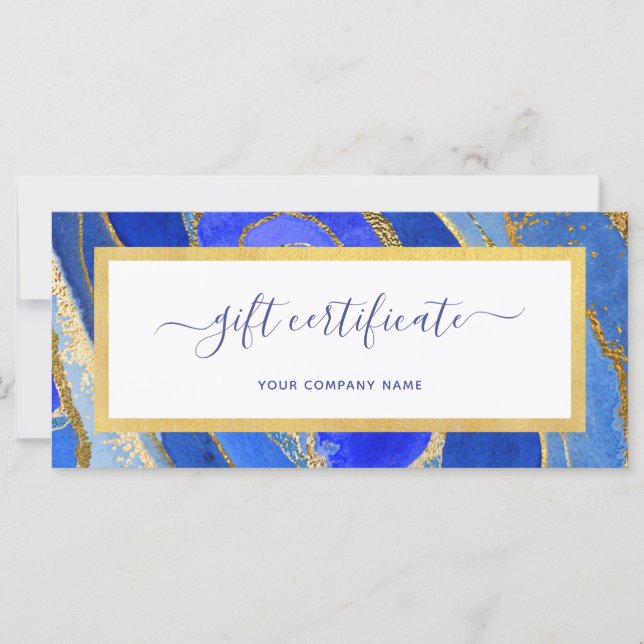 Elegant Blue and Gold Geode | Gift Certificate (Front)