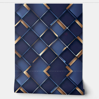 Elegant Blue and Gold Geometric Wallpaper
