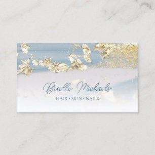 Elegant Blue and Gold Gilded Glitter Beauty Salon  Business Card