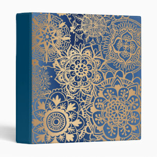 Elegant Blue and Gold Mandala Pattern Binder