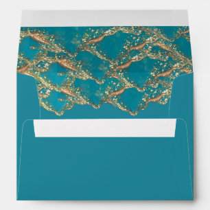Elegant Blue And Gold Marble Envelope