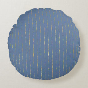 Elegant Blue and Gold Nautical & Vintage Patterns Round Pillow