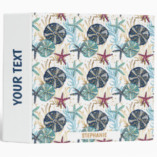 Elegant Blue and Gold Ocean Treasures Pattern Binder