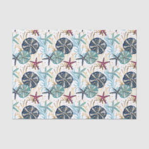 Elegant Blue and Gold Ocean Treasures Pattern Tissue Paper