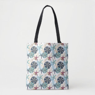 Elegant Blue and Gold Ocean Treasures Pattern Tote Bag
