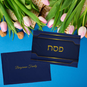Elegant Blue and Gold Passover  Pillowcase