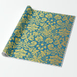 Elegant Blue and Gold Royal Damask Pattern Wrapping Paper<br><div class="desc">Elegant Blue and Gold Royal Damask Pattern for All Purpose It's perfect for Birthday,  Holiday,  Christmas,  Anniversary,  Wedding,  Baby Shower,  and more. The Background Colour is Changeable by clicking "customize it" button.</div>