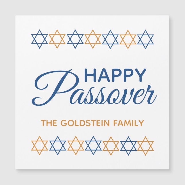 Elegant Blue and Gold Star of David Happy Passover (Front)