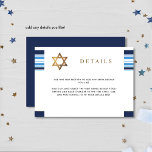 Elegant Blue and Gold Tallit Bar Mitzvah Details Enclosure Card<br><div class="desc">Add a separate information card with additional details with our coordinating tallit enclosure card! Card coordinating our Bar Mitzvah blue and gold invitation. The elegant tallit motif, paired with a beautifully crafted Star of David, sets the tone for your event. Star of David in beautiful faux gold foil. Use our...</div>