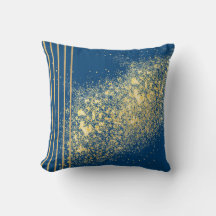 Elegant Blue and gold Throw Pillow