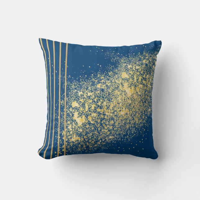 Elegant Blue and gold Throw Pillow (Front)