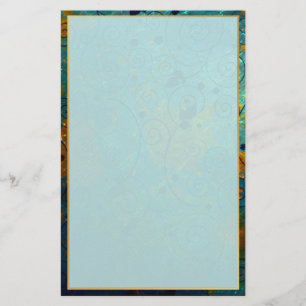Elegant Blue and Gold Vine Stationery