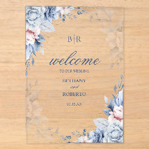 Elegant Blue and Gold Watercolor Floral Wedding