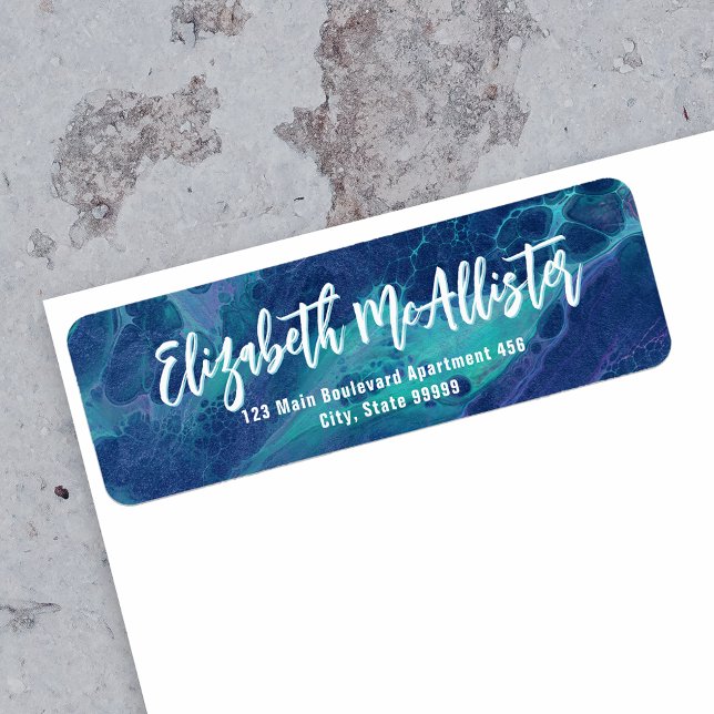 Elegant Blue and Green Marbled Return Address (Creator Uploaded)