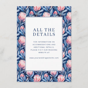 Elegant Blue and Pink Floral Pattern Enclosure Card