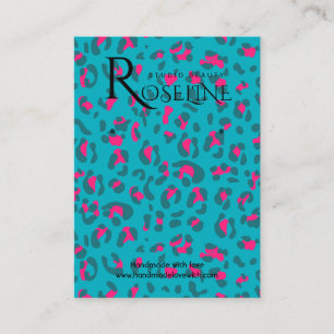 Elegant Blue and pink Leopard Print Display Card