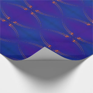 Elegant Blue and Purple Faux Gold Stars Christmas Wrapping Paper