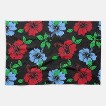 Elegant blue and Red Tropical Floral Pattern |