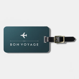 Elegant Blue and Silver Airplane Bon Voyage Luggage Tag