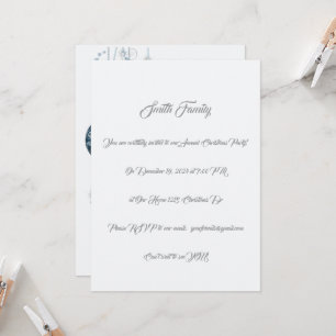 Elegant Blue and Silver Christmas Entertaining Invitation