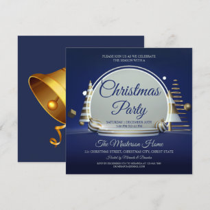 Elegant Blue and Silver Christmas Party Invitation
