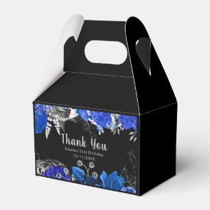 Elegant Blue and Silver Flowers Birthday Party Favor Box