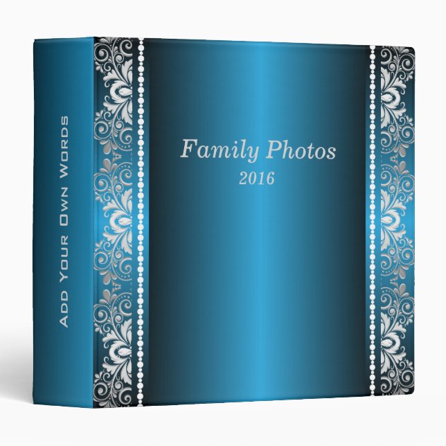 Elegant Blue and Silver Lace Binder (Front/Spine)