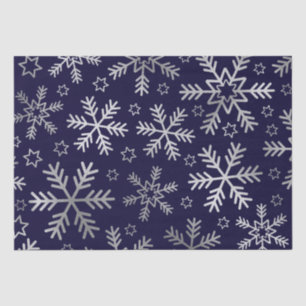 Elegant Blue and  Silver Snowflakes Christmas Tissue Paper
