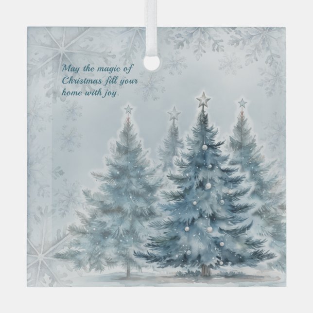 Elegant Blue and silver Winter Wonderland Ornament (Front)