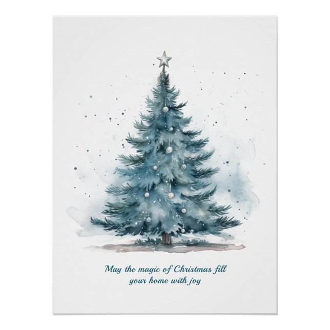 Elegant Blue and Silver Winter Wonderland  Poster (Front)