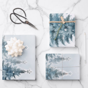 Elegant Blue and silver Winter Wonderland  Wrapping Paper Sheet