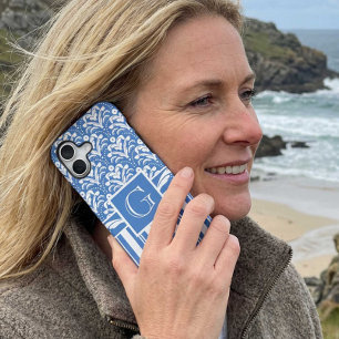 Elegant Blue and White Art Deco Damask