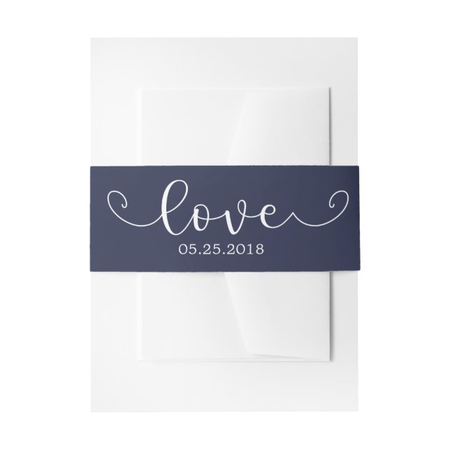 Elegant Blue and White Belly Band Invitation Belly Band (Front Example)